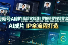 视频号AI创作高阶实战课 零拍摄零剪辑打造个人IP全流程