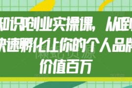 知识IP创业实操课程 从0到1孵化百万价值个人品牌全攻略