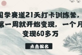 国学赛道21天打卡训练营实操 首周变现单月营收60万教程
