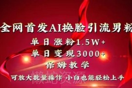 AI换脸引流男粉实操教程 单日涨粉1.5万小白也能上手变现