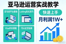 亚马逊运营全流程实操教学 覆盖Listing优化FBA发货等核心技能