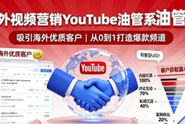 YouTube油管海外视频营销系列课程 助力外贸企业获取海外优质客户