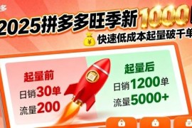 2025拼多多旺季新老店铺快速低成本起量破千单实操方法