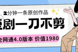 2024无剪辑短剧制作全网通4.0教程 普通人低门槛创业项目揭秘