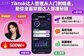 TikTok达人管理从入门到精通 全流程实操技巧学习指南