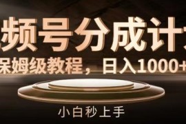 2024视频号分成计划保姆级教程 小白零成本上手实操攻略