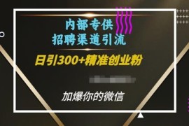 利用招聘平台引流创业粉实操方法 日引300+精准粉全流程教程