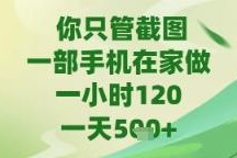适合新手的手机截图类副业项目 苹果安卓均可在家灵活操作