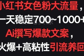 小红书女粉引流变现实操方法 AI写爆款文案日入700-1000教程