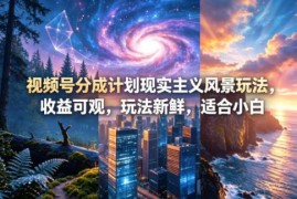 视频号分成计划现实主义风景玩法 门槛低收益可观适合小白操作