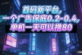新上线广告撸包首码平台玩法 单机日入80可多设备矩阵操作