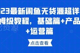 2023最新闲鱼无货源保姆级教程 覆盖基础选品运营全模块
