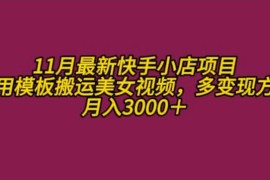 2024年11月快手小店男粉项目 搬运美女视频多方式变现月入3000+