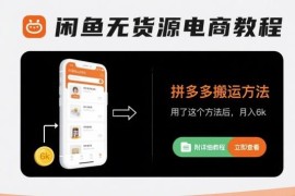 闲鱼无货源电商实操教程 拼多多搬运玩法附全流程教学