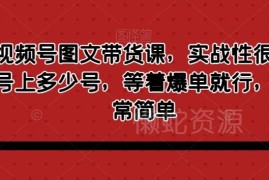 视频号图文带货实操教程 零基础起号涨粉批量运营方法