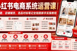 小红书电商新手全链路实操教程 账号搭建选品铺货运营教学