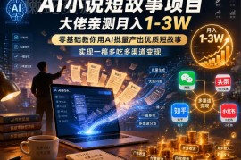 零基础AI短故事项目实操攻略 多渠道变现月入过万玩法详解