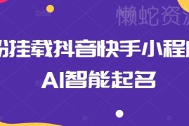 0粉可挂载抖音快手AI智能起名小程序 运营实操全流程教程