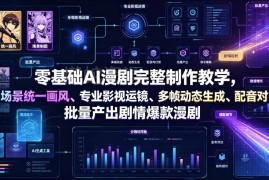 零基础AI漫剧全流程制作教学 掌握画风统一运镜配音批量出爆款