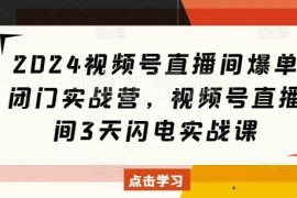 2024视频号直播爆单实战营 3天快速起号运营全流程教程
