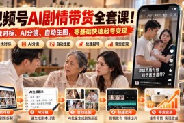 视频号AI剧情带货实操课 零基础学对标拆解AI生图快速起号变现