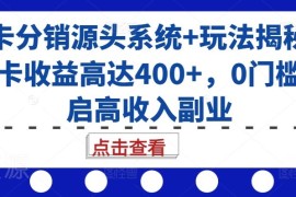2024号卡分销源头系统玩法揭秘 零门槛高收益副业实操指南