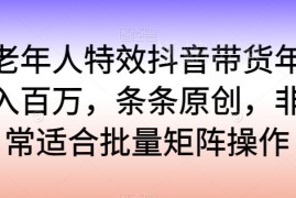 2024老年人特效抖音带货项目拆解 可批量矩阵操作的落地玩法