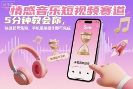 情感音乐短视频赛道快速起号涨粉教程 手机简单操作5分钟即可完成