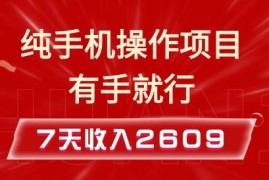无需电脑零基础可上手 纯手机操作副业教程7天赚2609+