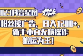 2023抖音星图0粉接商单玩法 新手搬运操作可快速实现变现