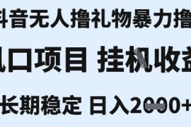 抖音无人直播撸礼物合规玩法 无违规低门槛小白当天可见收益