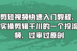 千川投流视频混剪快速入门教程 实操教学助你过审过原创