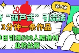 抖音葫芦式引流法实操教程 新手3分钟做作品获精准创业粉