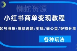 小红书商单变现完整实操教程 覆盖起号涨粉剪辑运营全玩法