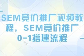 SEM竞价推广0-1搭建全流程教程 竞价运营实操学习课程