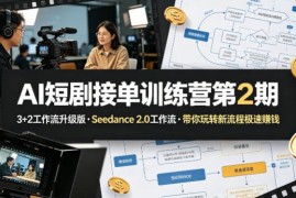AI短剧接单训练营第2期 Seedance2.0升级版3+2工作流实操教学