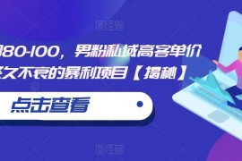 男粉私域高客单价玩法拆解 单客利润80-100的长期可落地项目