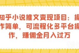 知乎小说推文变现项目教程 多平台流程化操作赚佣金方法