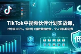 TikTok中视频伙伴计划实战教程 低封号稳过审靠播放量赚收益
