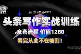2024年11月头条运营付费课 教你写无AI味文章实现日入300+