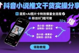 抖音小说推文实操全流程 0粉丝0门槛混剪加AI特效爆量技巧