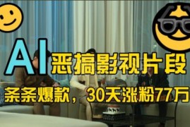 AI恶搞影视片段蓝海赛道全流程拆解 30天涨粉77万玩法详解