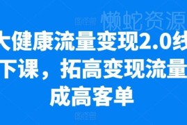 大健康流量变现2.0实操课 低粉拓高客单实现业绩增长技巧