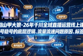 钏山甲大狼2026千川全域直播运营课 起号稳号全流程实操教学