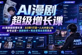 AI漫剧全流程实战课 0基础学运营制作变现搭建单人内容公司