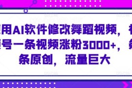 用AI修改舞蹈视频发视频号涨粉变现 新手易上手的实操玩法