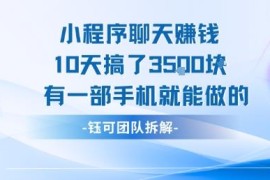 小程序聊天赚钱实操项目分享 仅用手机10天可获收益3500元