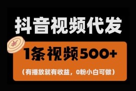 2024抖音快手零撸项目 无粉丝要求代发视频有播放即可变现