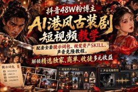 48W粉博主AI港风古装短视频教程 含提示词包声音克隆变现方法