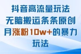 抖音低门槛高流量涨粉方法 搬运内容实现月涨粉10W实操技巧